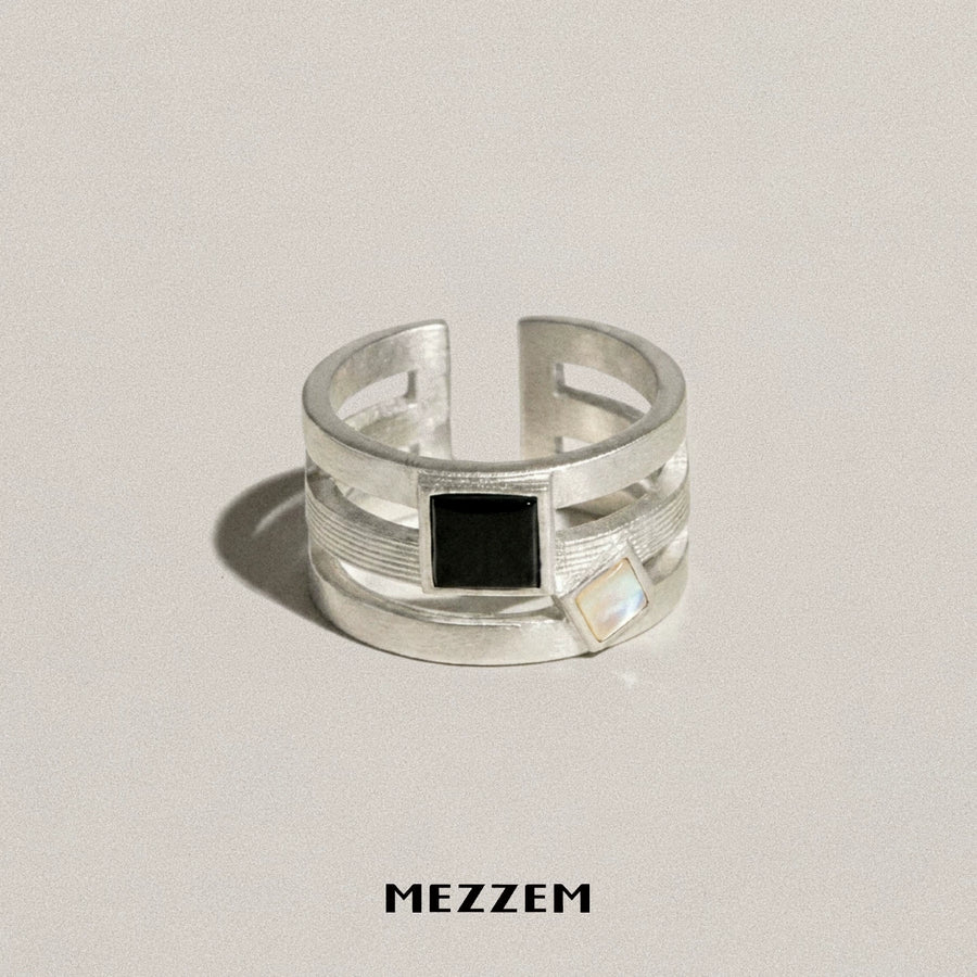 Square Stone Wide Ring