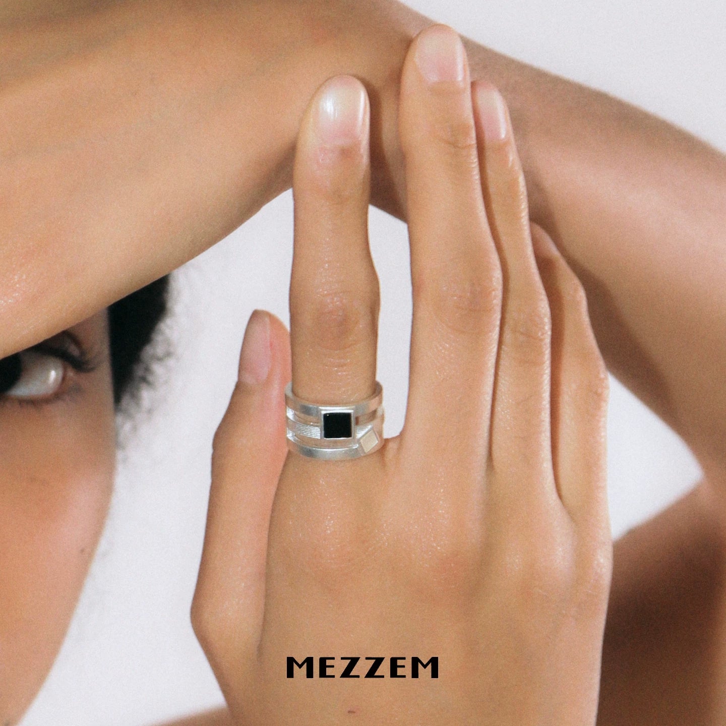 Square Stone Wide Ring