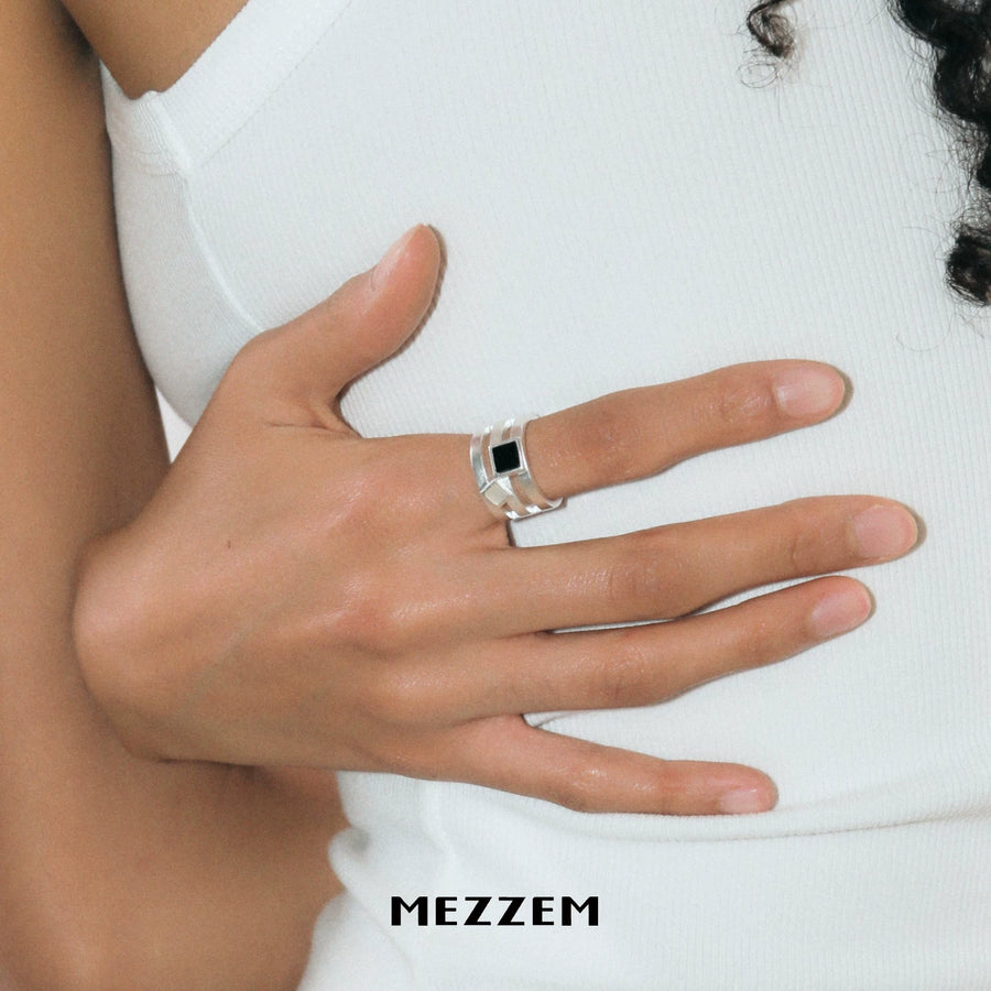 Square Stone Wide Ring