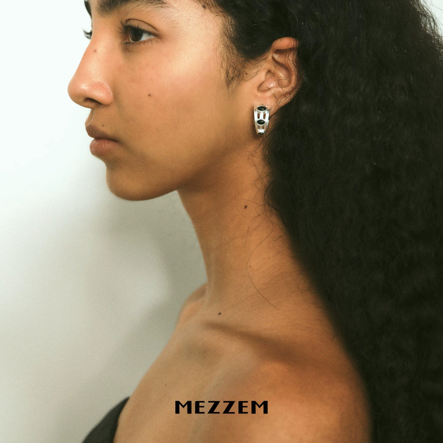 Onyx Round Earrings