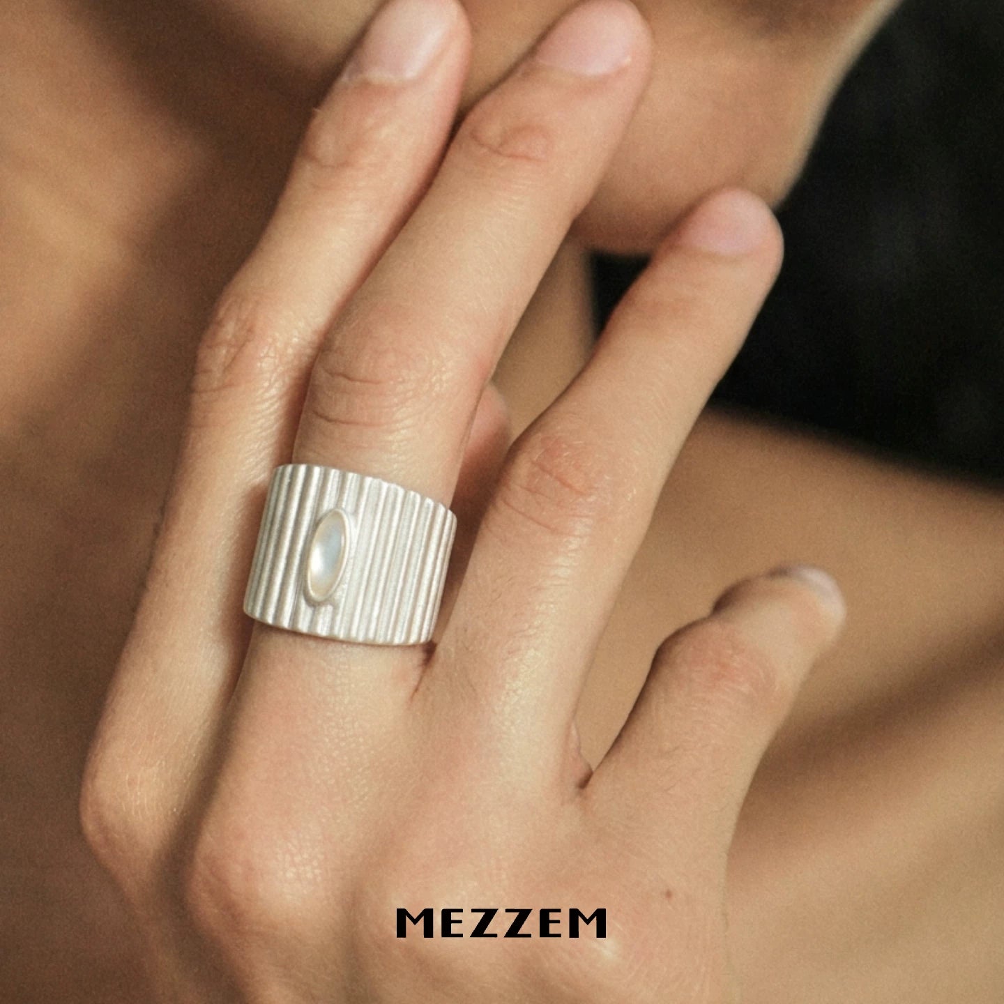 Striped Agate Wide Ring